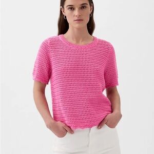 GAP Vibrant Pink Crochet Sweater